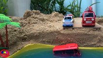 Gani Tayo Bus falls into the water! Fire Truck, Ambulance, Police Car rescue Tayo Bus toys play