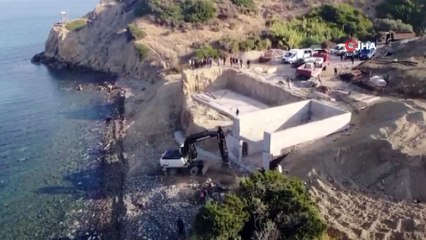 Sit alanına yapılan inşaatta yıkım başladı