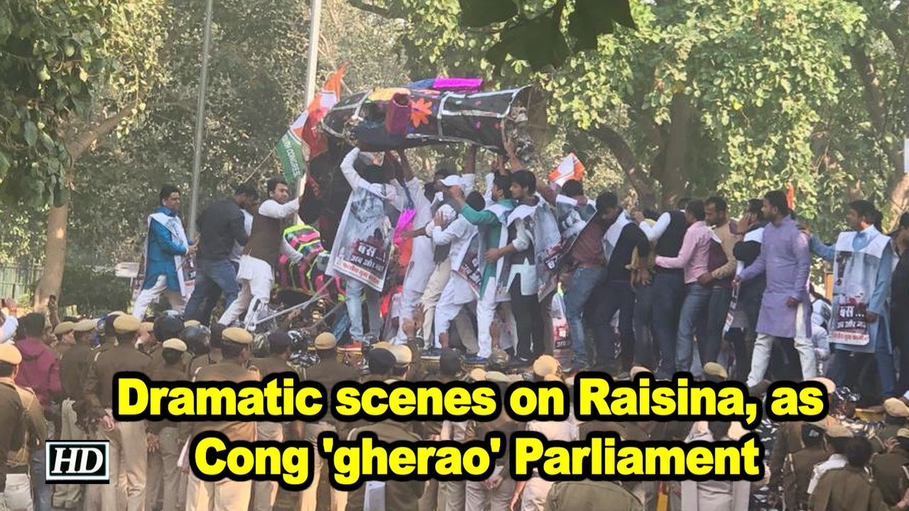 Dramatic scenes on Raisina, as Cong 'gherao' Parliament