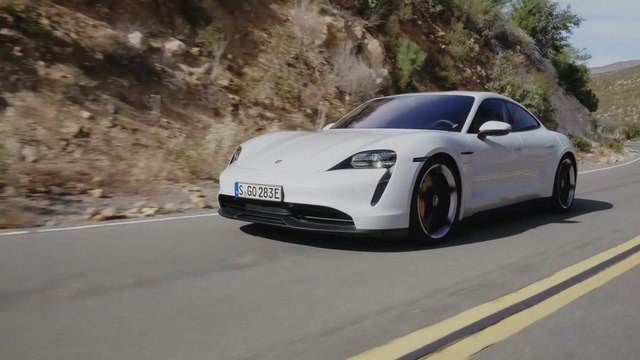 Porsche Taycan 4S in Carrara White Driving Video