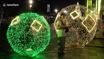 Christmas lights turned on in Bangkok with stunning 3D laser fountain display