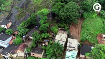 Imagens áreas de pedra que atingiu casa no Morro da Boa Vista, em Vila Velha