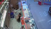 Moment robber hurls brick at display cabinet and steals 25k of gold jewellery in Thailand