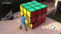 UK puzzle guru creates 'world's largest' Rubik's Cube measuring at over two-metres
