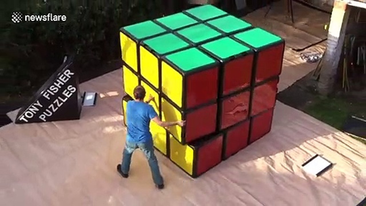 UK puzzle guru creates 'world's largest' Rubik's Cube measuring at over two-metres