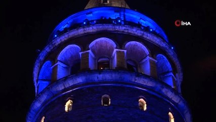 İstanbul'un simgeleri, çocuklar için maviye büründü