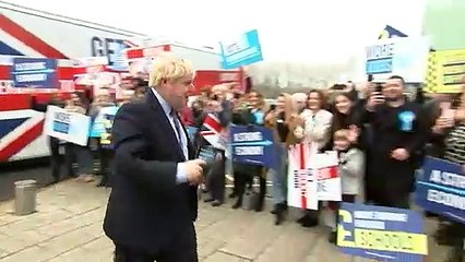 Boris Johnson arrives ahead of manifesto launch