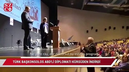 Скачать видео: Türk Başkonsolos ABD’li diplomatı kürsüden indirdi