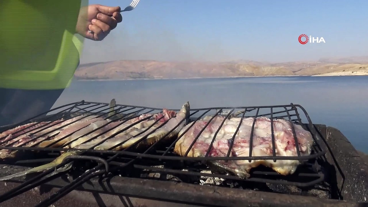 Fırat kıyısında mangalda balık keyfi