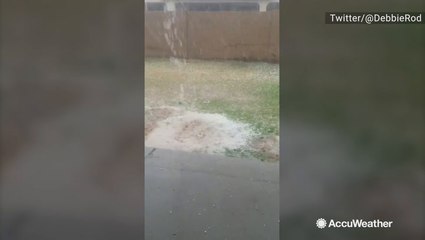 "Tons" of hail dumped onto Arizona lawn