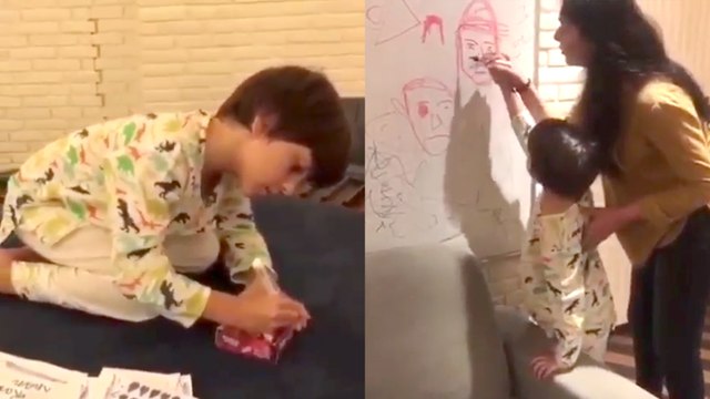 AbRam Khan Turns Painter With Shah Rukh Khan, Gauri Khan, Ananya Panday