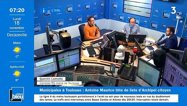 Invité de France Bleu Occitanie - Quentin Lamotte candidat RN à Toulouse