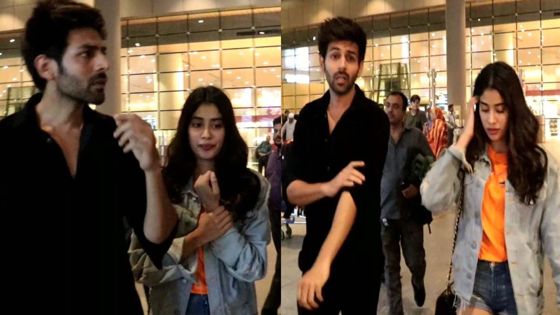 Jhanvi Kapoor & Kartik Aaryan Spotted at airport for Dostana 2 shoot |  FilmiBeat - video Dailymotion