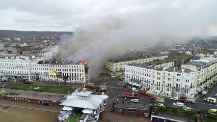 Drone footage of serious Eastbourne hotel fire