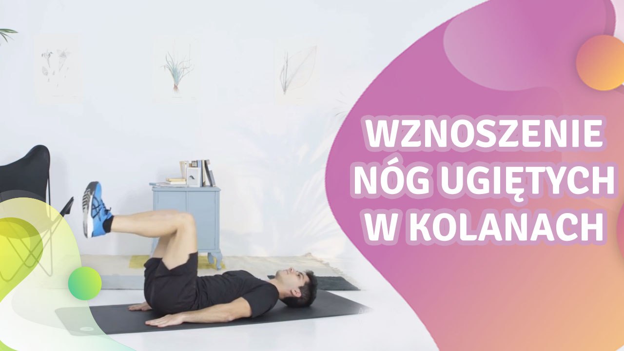 (Leżenie przodem) Wznoszenie nóg ugiętych w kolanach - Krok do Zdrowia