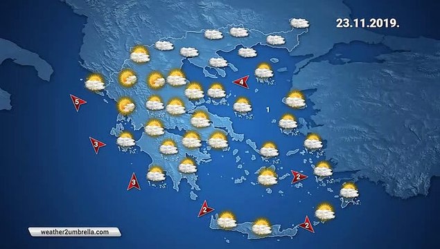 Η πρόγνωση του καιρού για το Σάββατο 23-11-2019