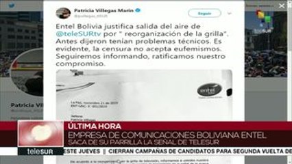 Sacan del aire a teleSUR en Bolivia