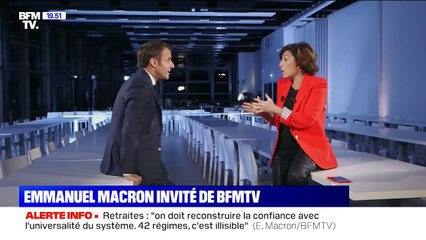 Retraites: "On doit reconstruire la confiance avec l'universalité du système. 42 régimes, c'est illisible", déclare Emmanuel Macron