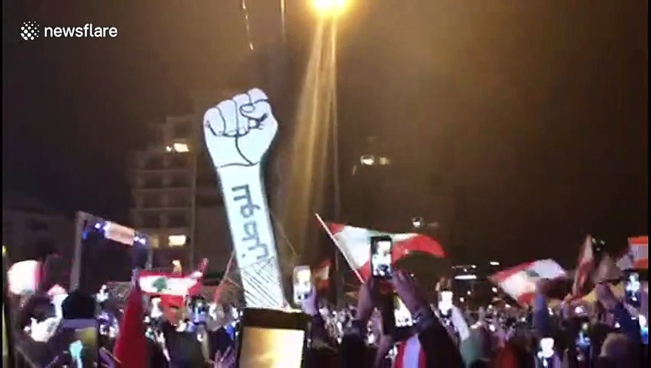 On Lebanon's Independence Day, giant protest symbol rises again after vandals burned it