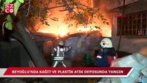 Beyoğlu'nda, kağıt ve plastik atık deposunda yangın