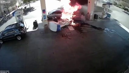 Benzin istasyonunu cehheneme çeviren manevra