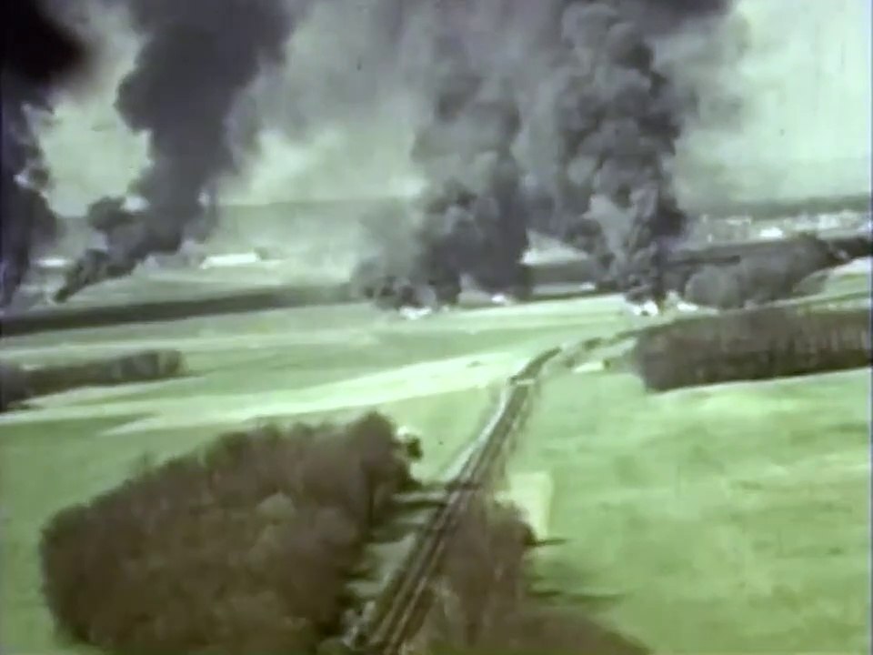 84th Fighter Squadron, 78th Fighter Group (8th USAAF) attacks on Luftwaffe base near Prague, Czechoslovakia on 16 April 1945