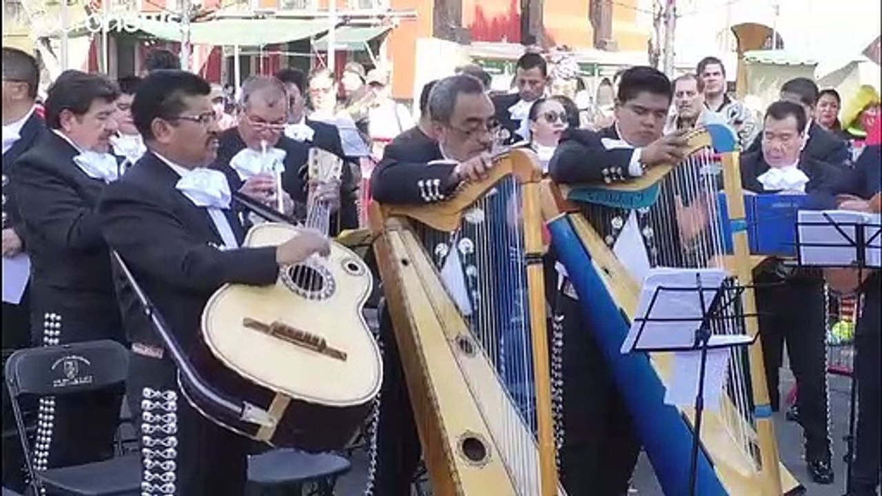 Procesión de mariachis en Ciudad de México en el día de Santa Cecilia, patrona de los músicos