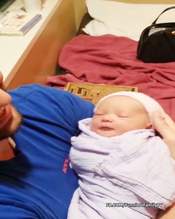 Funny Daddy React to Newborn Baby Cute Moments
