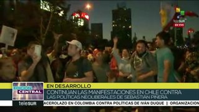 Persisten protestas masivas contra políticas de Piñera en Chile