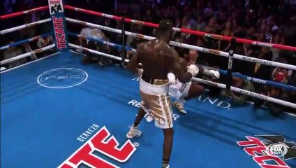 Deontay Wilder with the 1 punch KO of Luis Ortiz in the 7th round