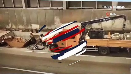 Park halindeki vinç işçileri ezdi