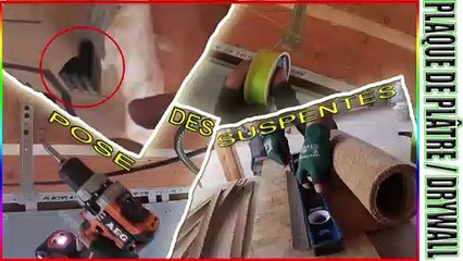4/9  Comment poser SUSPENTES Placo L171 PLAFOND ➕ Butée ACOUSTIQUE sous plancher Bois / DRYWALL