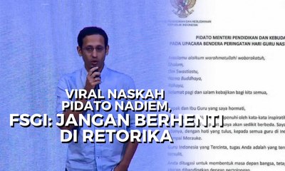 Télécharger la video: Federasi Serikat Guru: Naskah Pidato Nadiem Makarim Jangan Berhenti di Atas Kertas