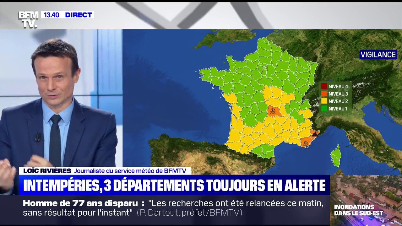 Intempéries: 3 départements restent en vigilance orange, mais la situation s'améliore légèrement