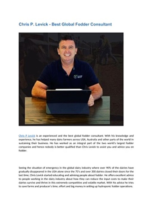 Chris P Levick - Best Global Fodder Consultant