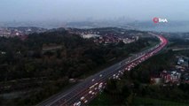 15 Temmuz Şehitler köprüsü trafik yoğunluğu drone ile görüntülendi