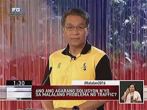 PiliPinas 2016 The Presidential Town Hall Debate: Ano ang agarang solusyon sa malalang problema ng traffic?