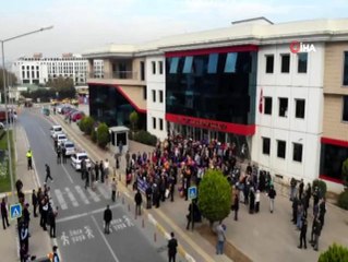 "Kadına şiddete hayır" yürüyüşü havadan görüntülendi