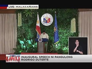Inaugural Message of President Rodrigo Duterte