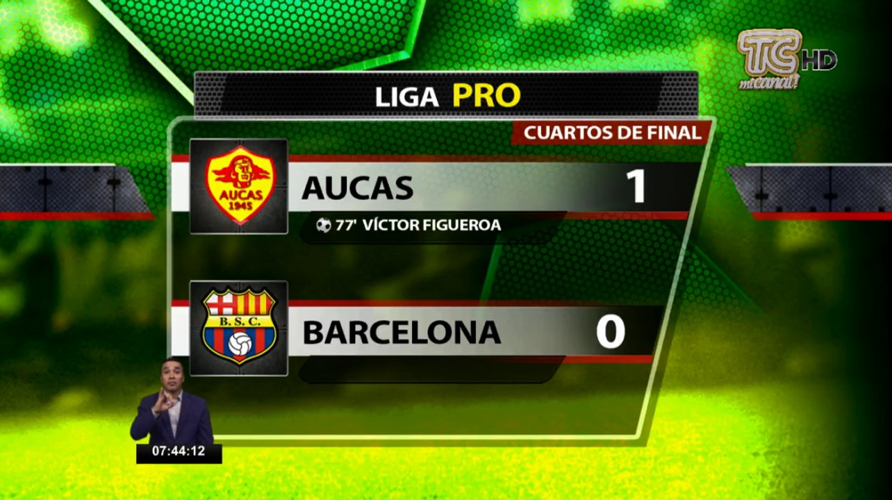 Resultado de la primera fecha de los playoff de la Liga Pro entre Aucas vs Barcelona