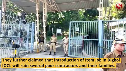 Contract based laboureres at IOCL staged semi-nude protest in front of General Office, Digboi