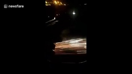 'Thought the plane was going to explode!' Landing gear on flight to Bogota produces scary shower of sparks