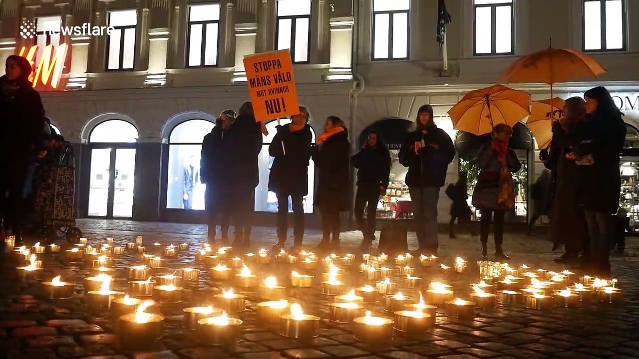 Candles lit on International Day for the Elimination of Violence Against Women in Malmö, Sweden