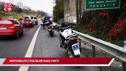 Motosikletli polisler kaza yaptı