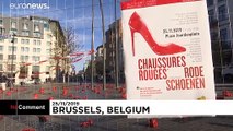 ویدئو؛ چیدمان هنری برای مبارزه با خشونت علیه زنان در بلژیک