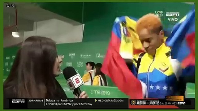Leopoldo Lares con el récord panamericano de salto largo, Yulimar Rojas