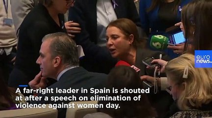 Activist confronts Spanish far-right leader on gender violence declaration