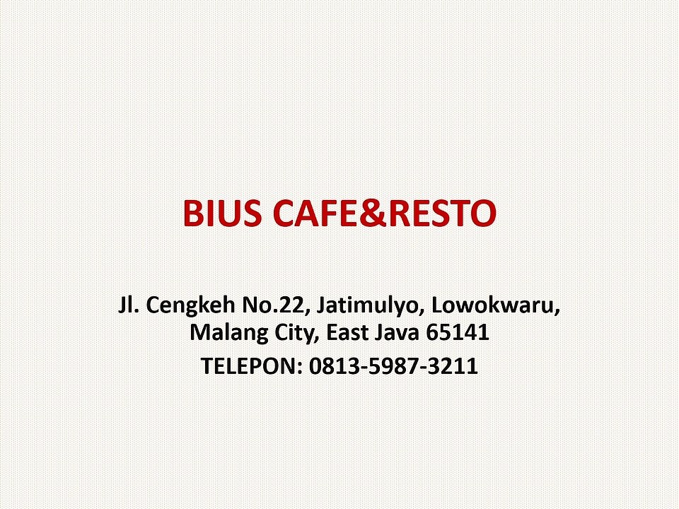 BIUS CAFE 5 Cafe BIUS jl Cengkeh No22 Kota Malang Fast Respon Bpk Viktor 081217224611 instagram cafebius