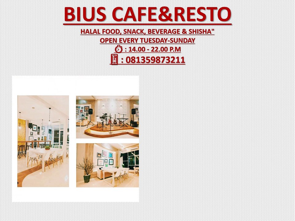 BIUS CAFE 6 Cafe BIUS jl Cengkeh No22 Kota Malang Fast Respon Bpk Viktor 081217224611 instagram cafebius