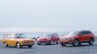 1973 VW Type 3 Squareback, 2019 VW Golf Alltrack, and 2019 VW Tiguan Design